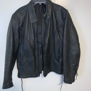 Black cropped leather jacket